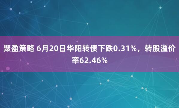 聚盈策略 6月20日华阳转债下跌0.31%，转股溢价率62.46%