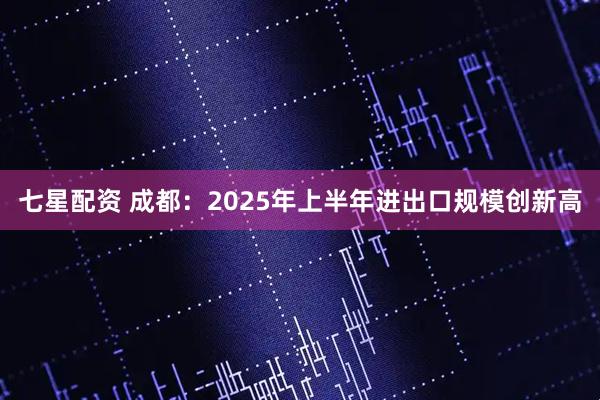 七星配资 成都：2025年上半年进出口规模创新高
