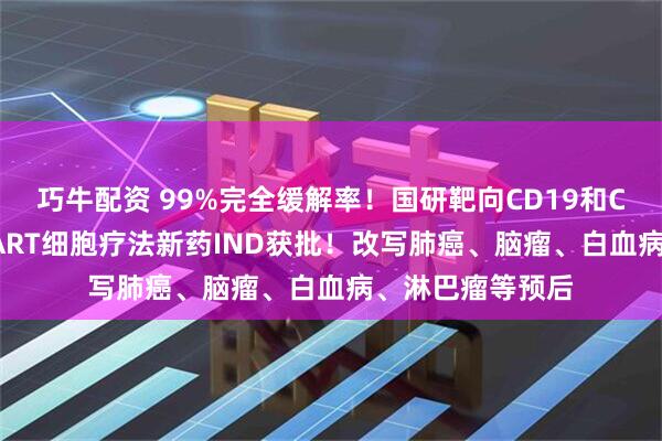 巧牛配资 99%完全缓解率！国研靶向CD19和CD20的双靶点CART细胞疗法新药IND获批！改写肺癌、脑瘤、白血病、淋巴瘤等预后