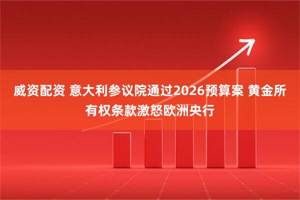 威资配资 意大利参议院通过2026预算案 黄金所有权条款激怒欧洲央行